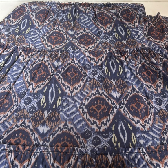 Sundance navy tiered sleeveless racerback maxi dress aztec print lined - Picture 15 of 15